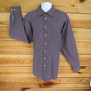 Merona Dress Shirt Mens XXL Maroon Multicolor Checks Cotton Blend‎ Long Sleeve
